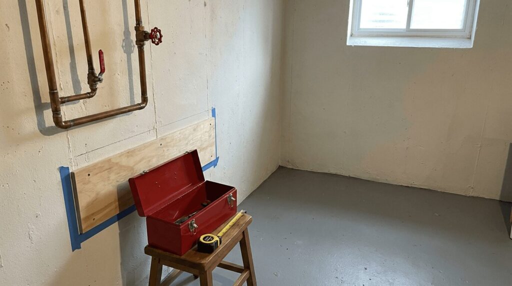 Clean basement utility area prepared for a home water filtration upgrade.